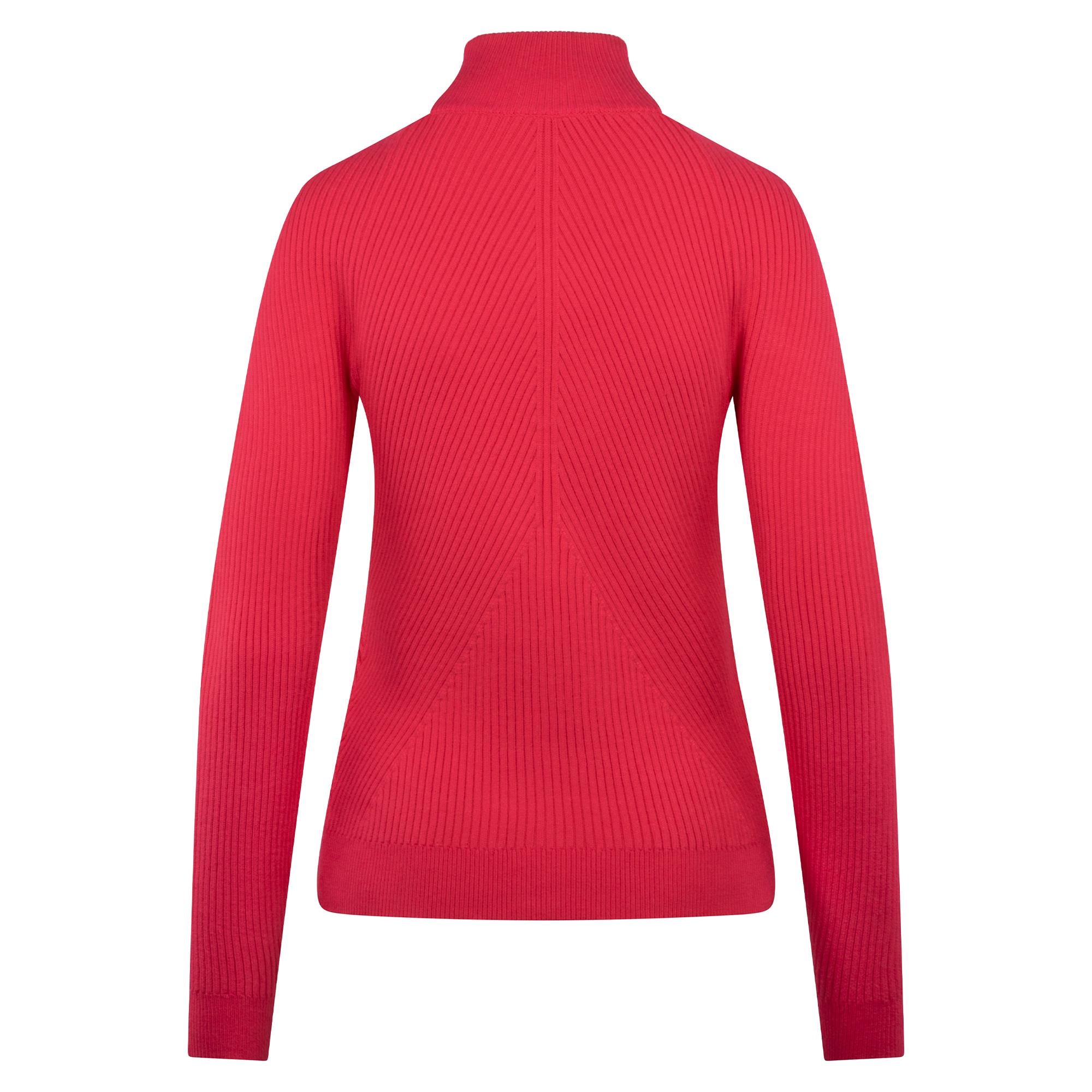 Daily Sports Knitted Rib Full Zip Ladies Golf Jumper Intense Coral